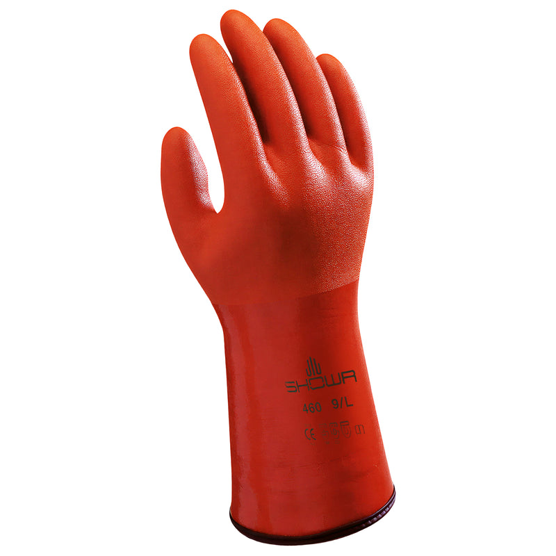 PVC-Kälte-/Chemikalienschutz-Handschuhe | Typ C | Windkälte: Basis | Kontaktkälte: Verstärkt | wasserdicht | EN 511: 121 | EN ISO 374-5 für Bakterien & Pilze | abrieb-, schnitt- & reissfest | Kat III | PVC-Beschichtung | SHOWA™ 460