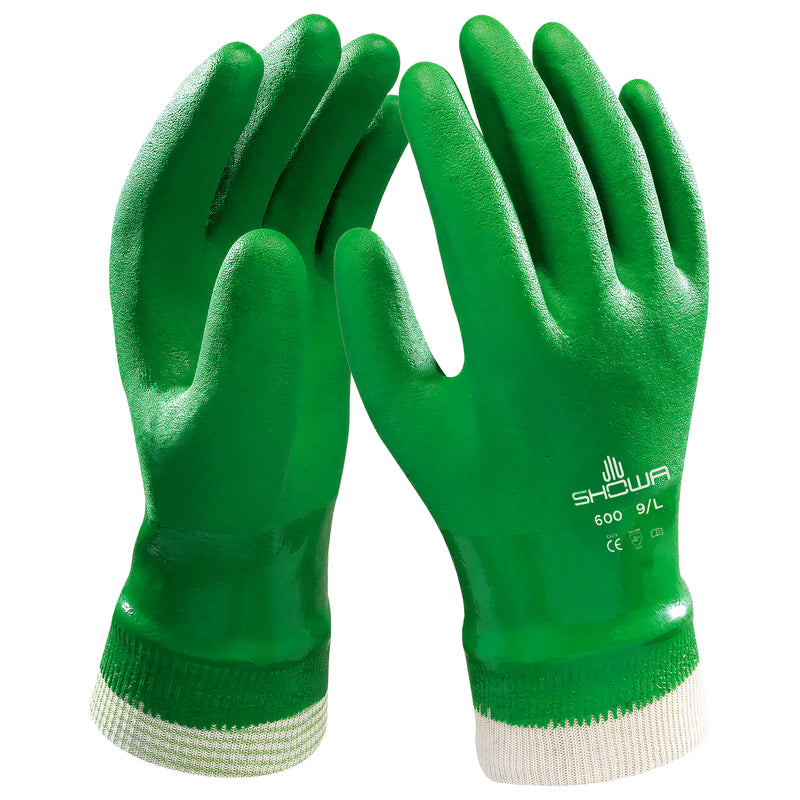 Baumwoll-Arbeitshandschuhe | Kat II | PVC-Beschichtung | undurchlässig | chemikalienbeständig | SHOWA™ 600