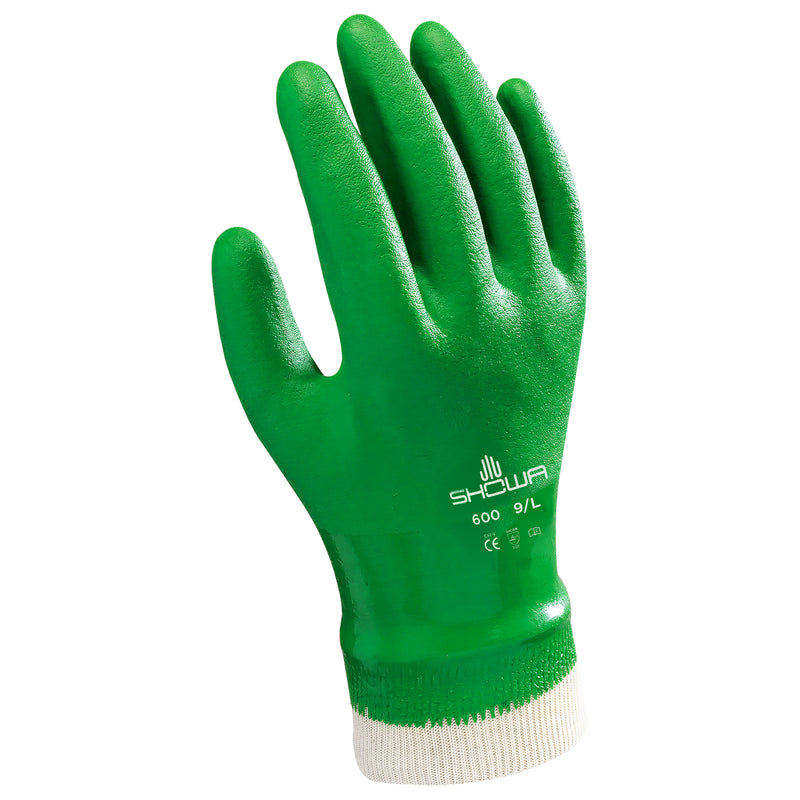 Baumwoll-Arbeitshandschuhe | Kat II | PVC-Beschichtung | undurchlässig | chemikalienbeständig | SHOWA™ 600