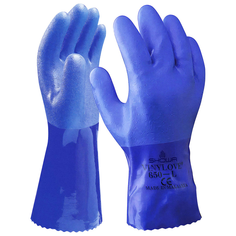 PVC-Chemikalien-Schutzhandschuhe | Typ B | EN ISO 374-5 für Bakterien & Pilze | abrieb-, schnitt- & reissfest | Kat III | PVC-Beschichtung | SHOWA™ 650