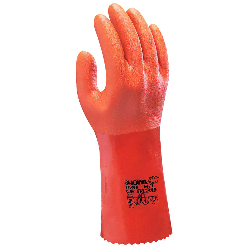 PVC-Chemikalien-Schutzhandschuhe | Typ C | EN ISO 374-5 für Bakterien & Pilze | abrieb-, schnitt- & reissfest | Kat III | PVC-Beschichtung | SHOWA™ 620