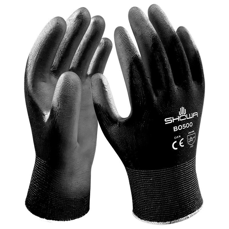 Nylon-Arbeitshandschuhe | Kat II | PU-Beschichtung | atmungsaktiv | latexfrei | extra leicht | SHOWA™ BO500W