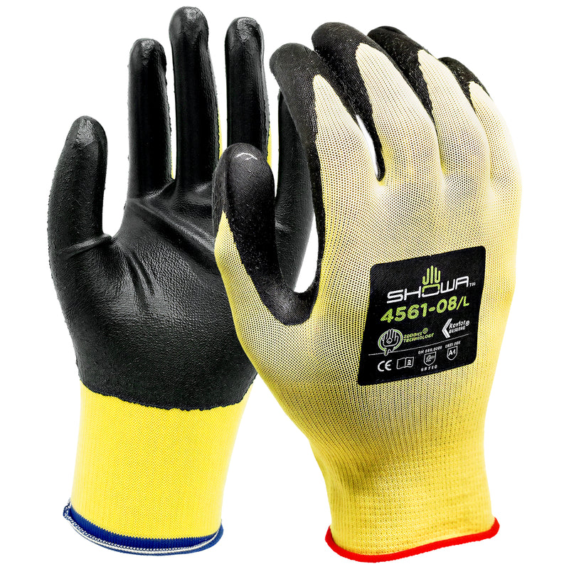 Elasthan-Schnitt-/Hitzeschutz-Handschuh | Stufe C | Kat II | Schwamm-Nitril-Beschichtung | Kevlar®-Futter | flammfest | SHOWA™ 4561