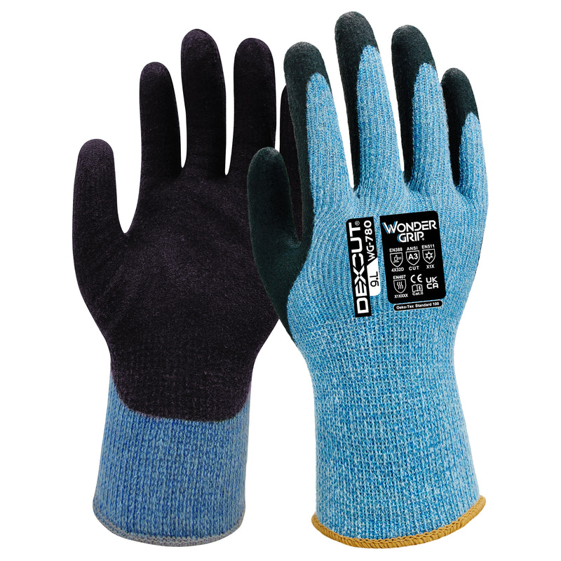 Acryl-Aramid-Schnittschutz-Handschuhe | Stufe D | Kat II | Nitril-Beschichtung | Kontaktkälte Stufe 1 | Wonder Grip® WG-780 DEXCUT®
