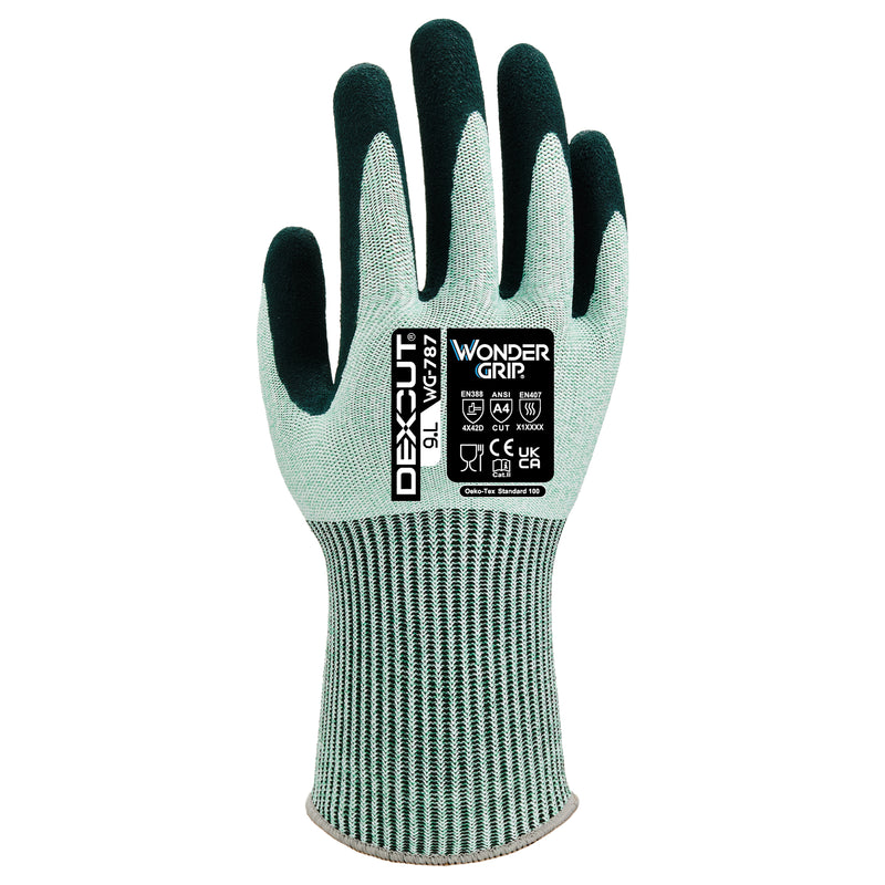 HPPE-Mineralfaser-Schnittschutz-Handschuhe | Stufe D | Kat II | Nitril-Beschichtung | griffsicher | Wonder Grip® WG-787 DEXCUT®