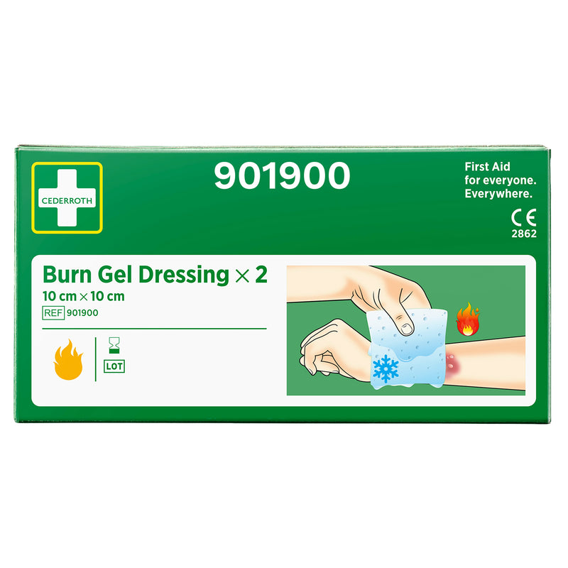 Burn Gel Dressing 10 x 10 cm | sterile Verbrennungskompressen | 2 Stück | kühlend & schmerzlindernd | Cederroth 901900