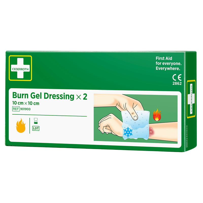 Burn Gel Dressing 10 x 10 cm | sterile Verbrennungskompressen | 2 Stück | kühlend & schmerzlindernd | Cederroth 901900