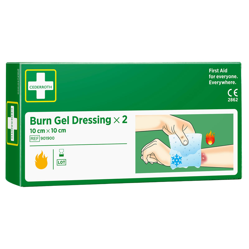 Burn Gel Dressing 10 x 10 cm | sterile Verbrennungskompressen | 2 Stück | kühlend & schmerzlindernd | Cederroth 901900