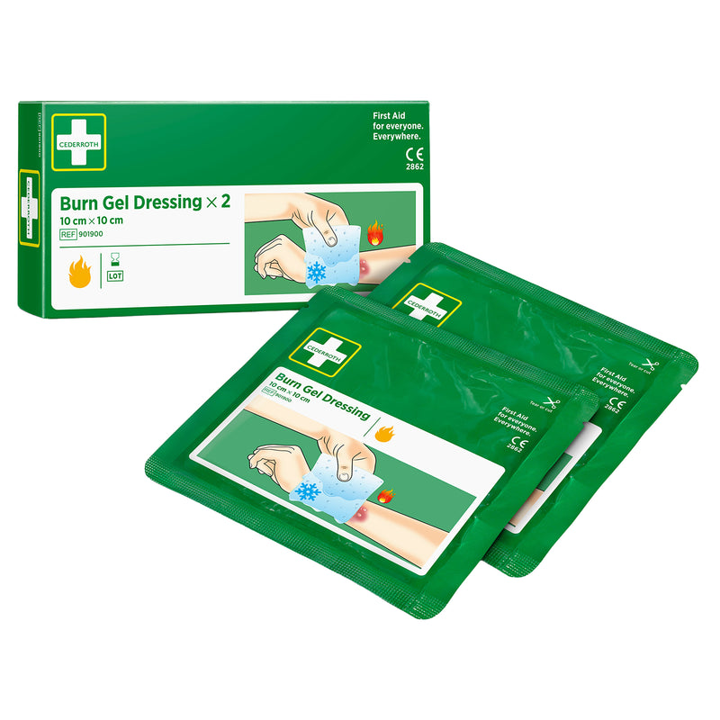 Burn Gel Dressing 10 x 10 cm | sterile Verbrennungskompressen | 2 Stück | kühlend & schmerzlindernd | Cederroth 901900