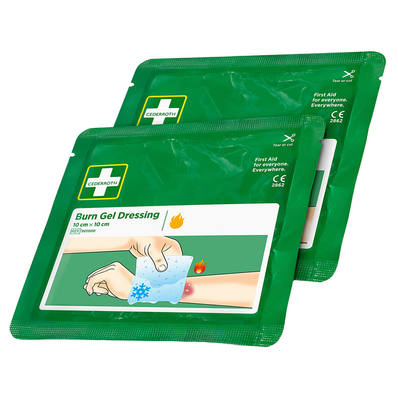 Burn Gel Dressing 10 x 10 cm | sterile Verbrennungskompressen | 2 Stück | kühlend & schmerzlindernd | Cederroth 901900