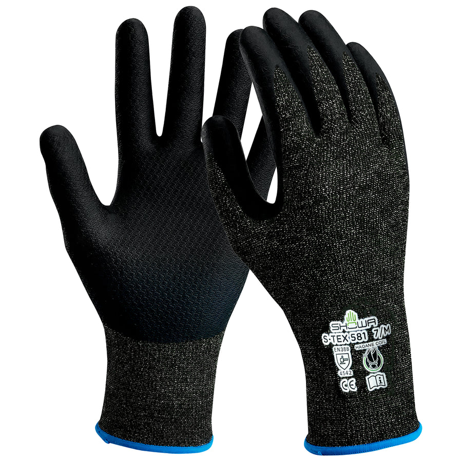 Nylon-Schnittschutz-Handschuhe | Stufe E | Kat II | mikroporöse Nitril-Beschichtung | ölabweisend | SHOWA™ S-TEX 581