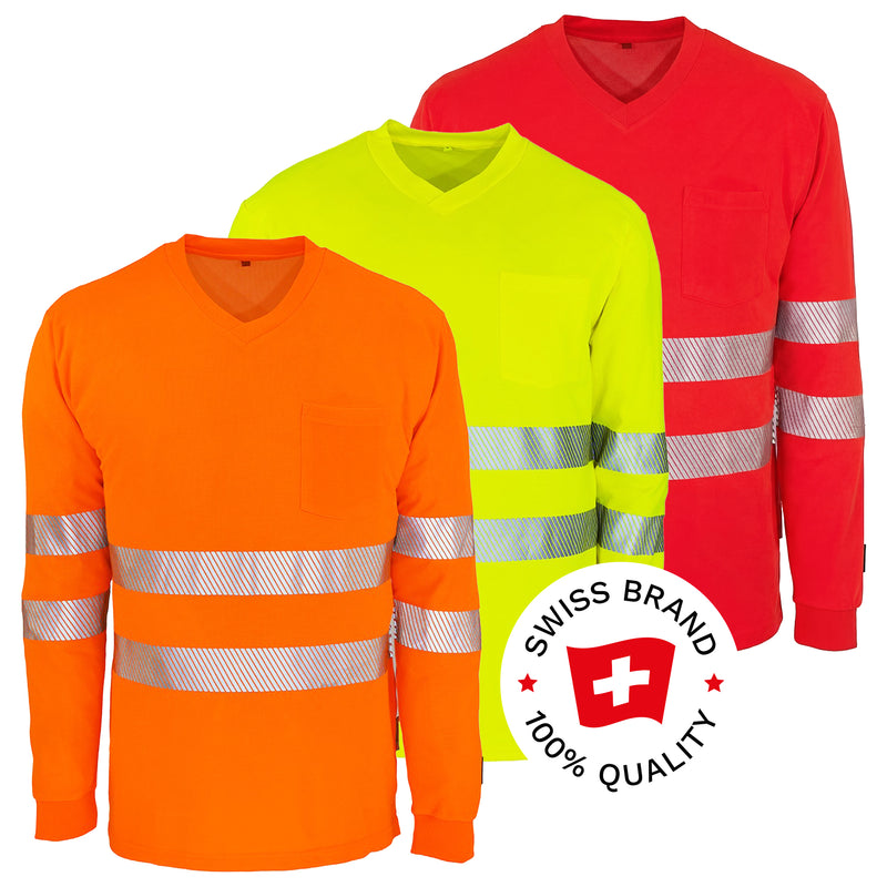 Warnschutz Langarmshirt | Klasse 2 | UPF 80 | PE/Baumwolle | feinporig & geruchshemmend | 180 g/m² | Bormio Safety Pilatus