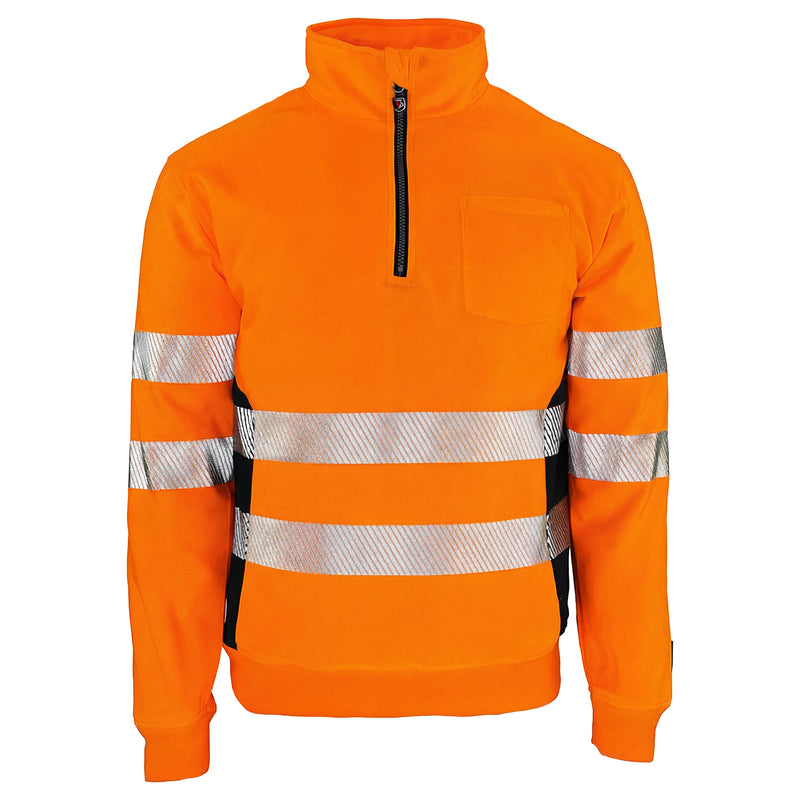 Warnschutz Zip-Pullover | Klasse 2 | PE/Baumwolle | stretchfähig & wärmeisolierend | 300 g/m² | Bormio Safety Gonzen