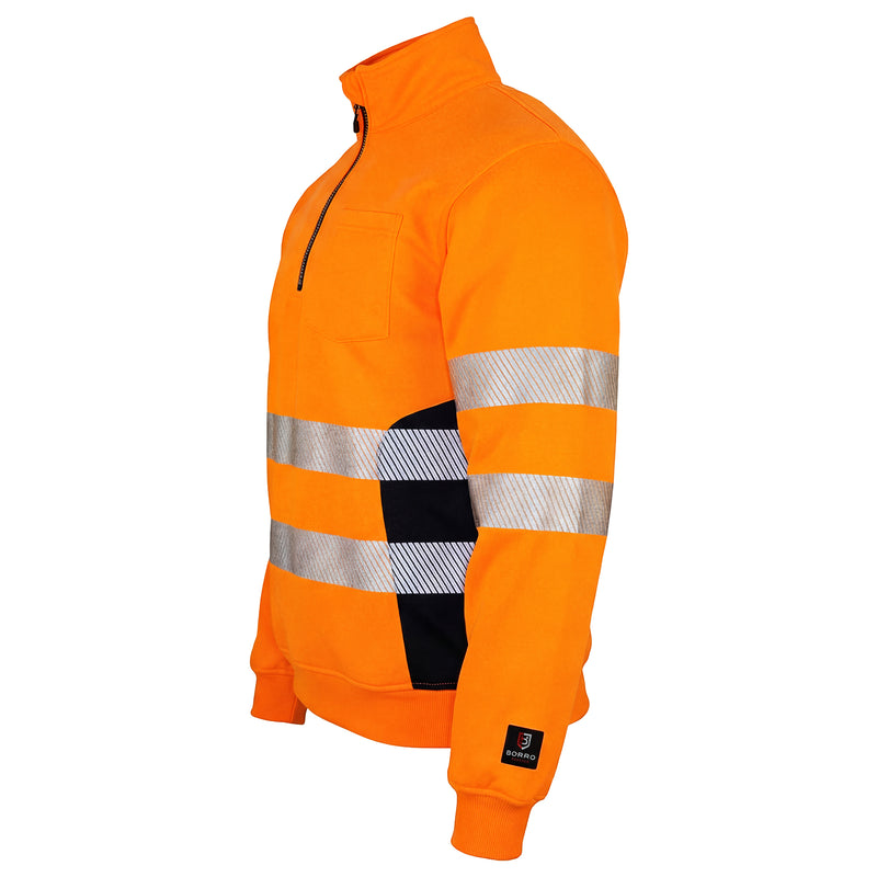 Warnschutz Zip-Pullover | Klasse 2 | PE/Baumwolle | stretchfähig & wärmeisolierend | 300 g/m² | Bormio Safety Gonzen