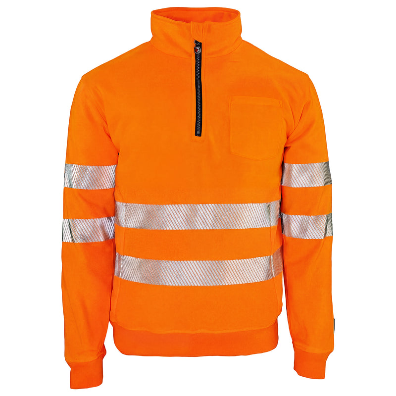 Warnschutz Zip-Pullover | Klasse 2 | PE/Baumwolle | stretchfähig & wärmeisolierend | 300 g/m² | Bormio Safety Gonzen