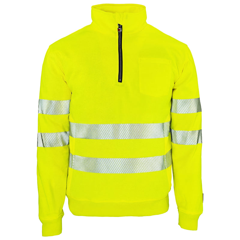 Warnschutz Zip-Pullover | Klasse 2 | PE/Baumwolle | stretchfähig & wärmeisolierend | 300 g/m² | Bormio Safety Gonzen