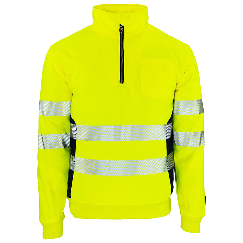 Warnschutz Zip-Pullover | Klasse 2 | PE/Baumwolle | stretchfähig & wärmeisolierend | 300 g/m² | Bormio Safety Gonzen