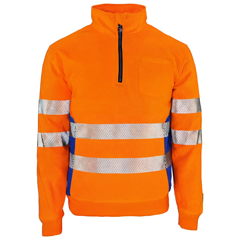 Warnschutz Zip-Pullover | Klasse 2 | PE/Baumwolle | stretchfähig & wärmeisolierend | 300 g/m² | Bormio Safety Gonzen