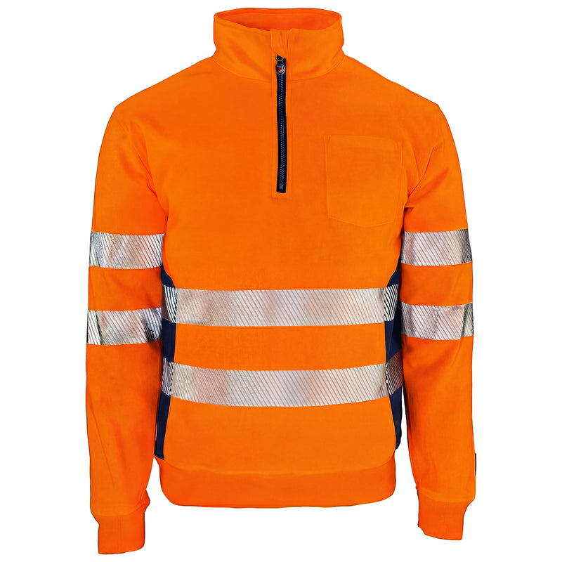 Warnschutz Zip-Pullover | Klasse 2 | PE/Baumwolle | stretchfähig & wärmeisolierend | 300 g/m² | Bormio Safety Gonzen