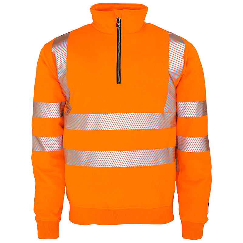 Warnschutz Zip-Pullover | Klasse 2 | PE/Baumwolle | stretchfähig & wärmeisolierend | 300 g/m² | Bormio Safety Gonzen