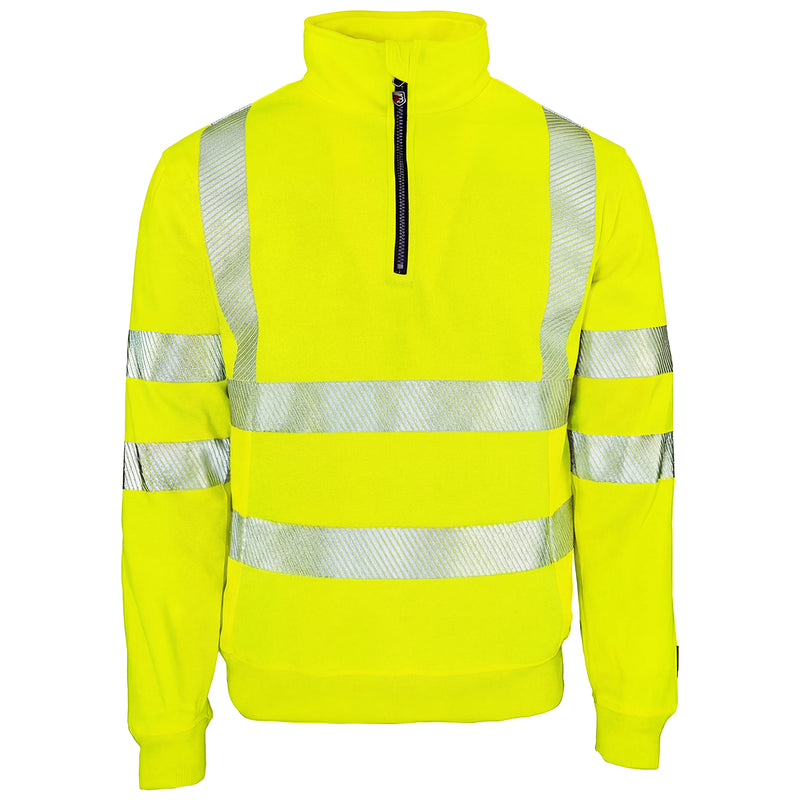 Warnschutz Zip-Pullover | Klasse 2 | PE/Baumwolle | stretchfähig & wärmeisolierend | 300 g/m² | Bormio Safety Gonzen