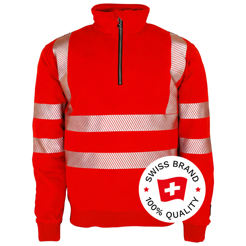 Warnschutz Zip-Pullover | Klasse 2 | PE/Baumwolle | stretchfähig & wärmeisolierend | 300 g/m² | Bormio Safety Gonzen