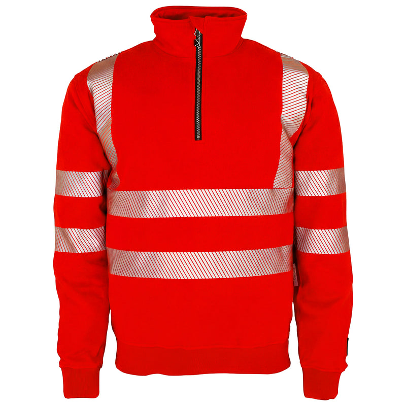 Warnschutz Zip-Pullover | Klasse 2 | PE/Baumwolle | stretchfähig & wärmeisolierend | 300 g/m² | Bormio Safety Gonzen