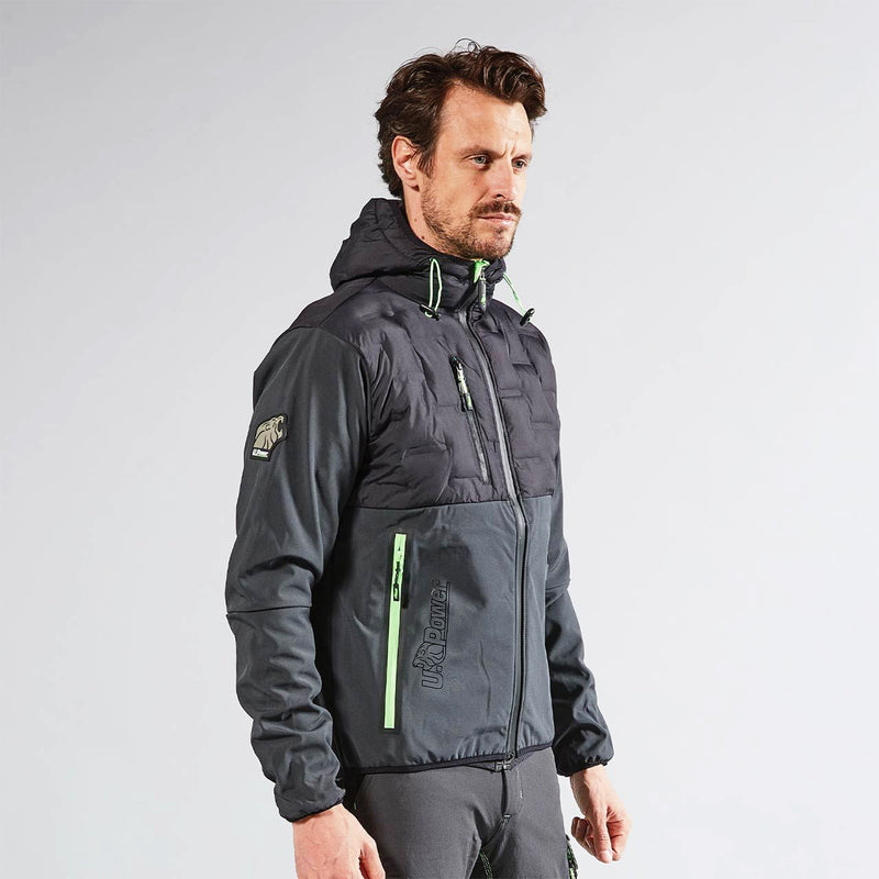 Hybridjacke | Polyester/Elasthan | winddicht, wasserabweisend & atmungsaktiv | 320 g/m² | mit Kapuze | EN ISO 13688 | U-Power Spock