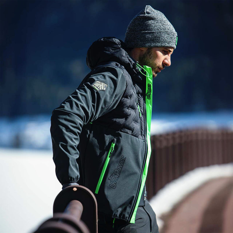 Hybridjacke | Polyester/Elasthan | winddicht, wasserabweisend & atmungsaktiv | 320 g/m² | mit Kapuze | EN ISO 13688 | U-Power Spock
