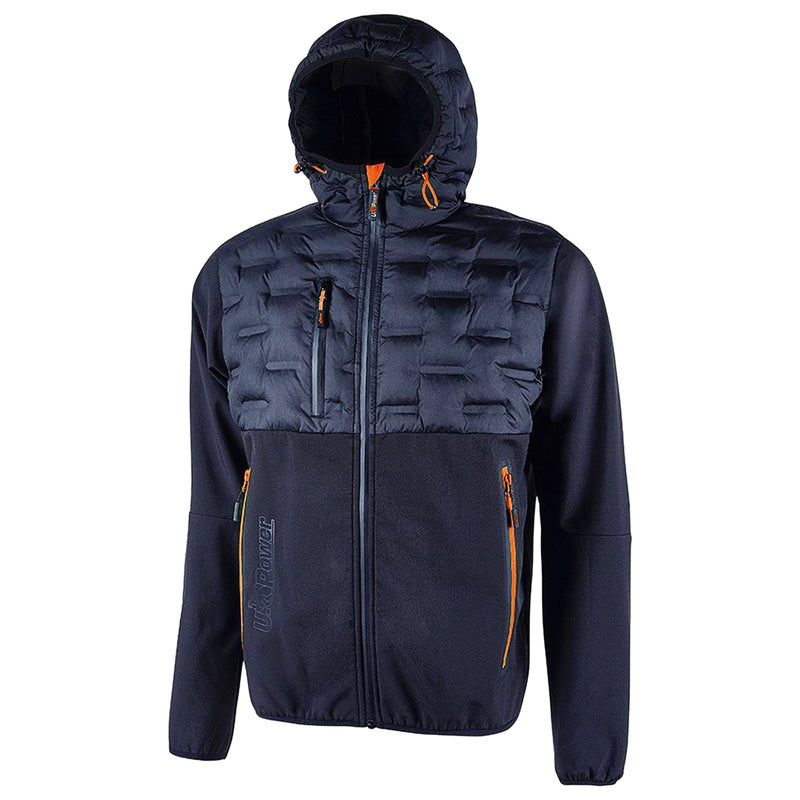 Hybridjacke | Polyester/Elasthan | winddicht, wasserabweisend & atmungsaktiv | 320 g/m² | mit Kapuze | EN ISO 13688 | U-Power Spock