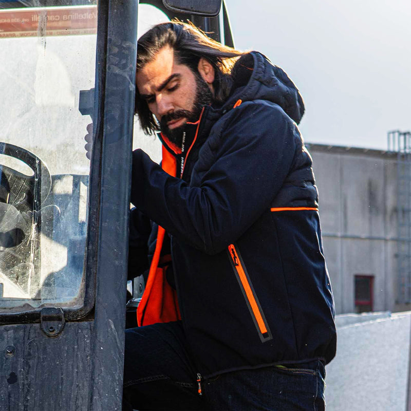 Hybridjacke | Polyester/Elasthan | winddicht, wasserabweisend & atmungsaktiv | 320 g/m² | mit Kapuze | EN ISO 13688 | U-Power Spock