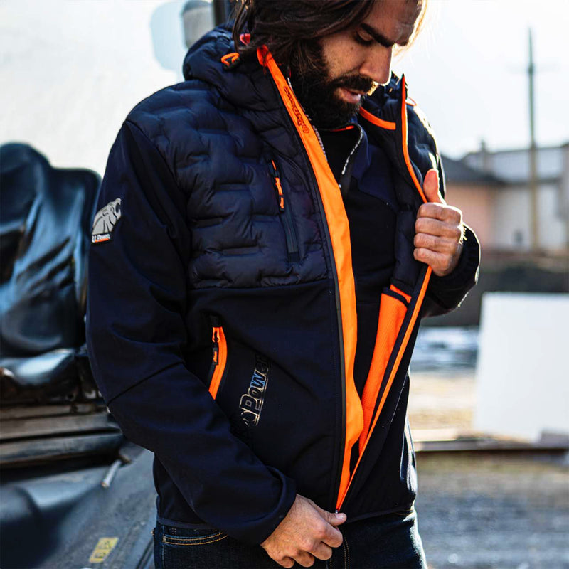 Hybridjacke | Polyester/Elasthan | winddicht, wasserabweisend & atmungsaktiv | 320 g/m² | mit Kapuze | EN ISO 13688 | U-Power Spock