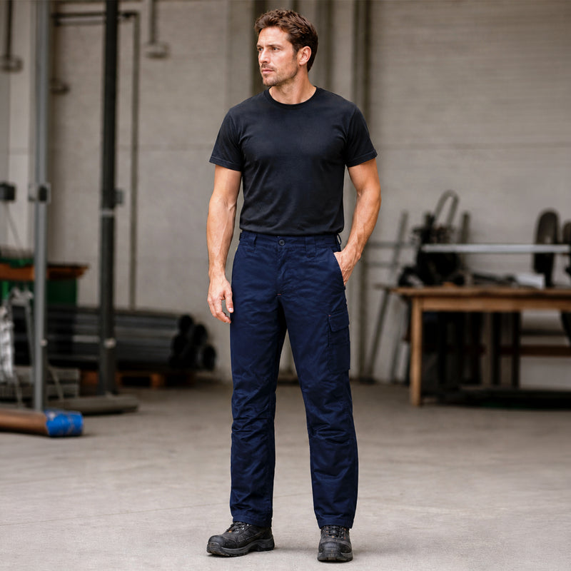 Arbeitshose | Polyester/Baumwolle | Twill-Polycotton | Tiefblau | Kniepolstertaschen | 245 g/m² | EN ISO 13688 | U-Power Alfa