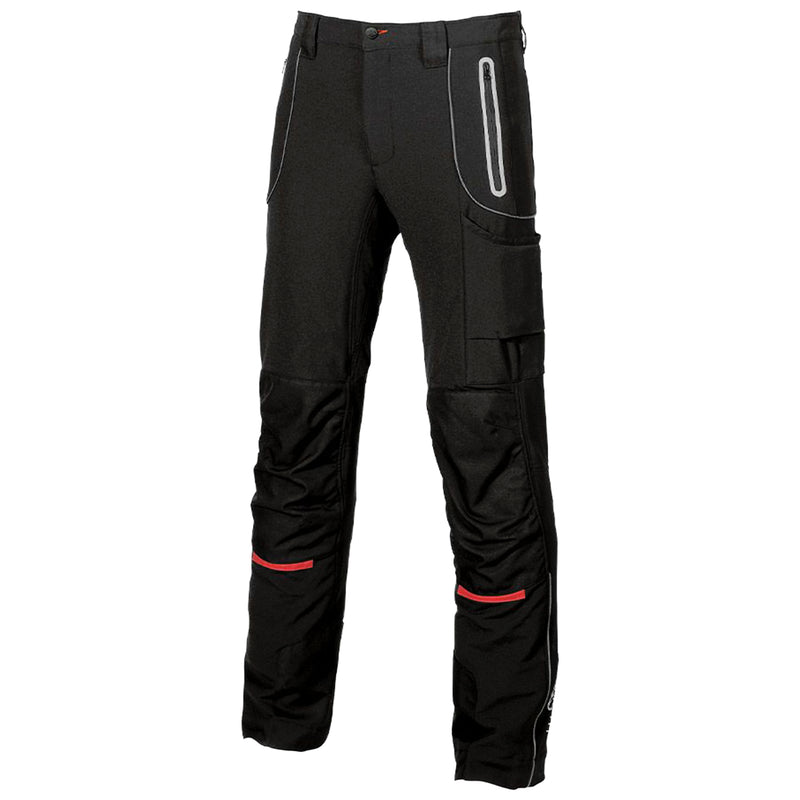Arbeits-Softshellhose | Polyester | Carbon-Schwarz | wasserabweisend | Kniepolstertaschen | 320 g/m² | EN ISO 13688 | U-Power Pit