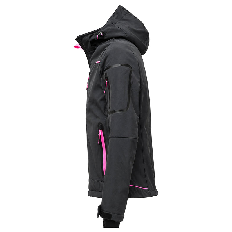 Damen Softshelljacke | Kunstfaser | Vollstretch | winddicht, wasserabweisend & atmungsaktiv | 320 g/m² | mit Kapuze & Daumenschlaufe | EN ISO 13688 | U-Power Space Lady