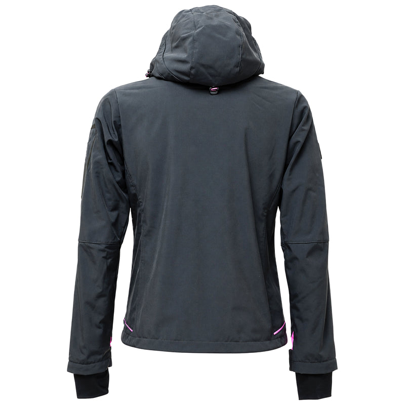 Damen Softshelljacke | Kunstfaser | Vollstretch | winddicht, wasserabweisend & atmungsaktiv | 320 g/m² | mit Kapuze & Daumenschlaufe | EN ISO 13688 | U-Power Space Lady
