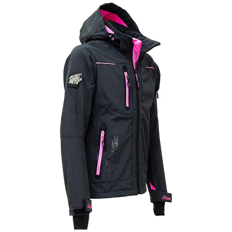 Damen Softshelljacke | Kunstfaser | Vollstretch | winddicht, wasserabweisend & atmungsaktiv | 320 g/m² | mit Kapuze & Daumenschlaufe | EN ISO 13688 | U-Power Space Lady