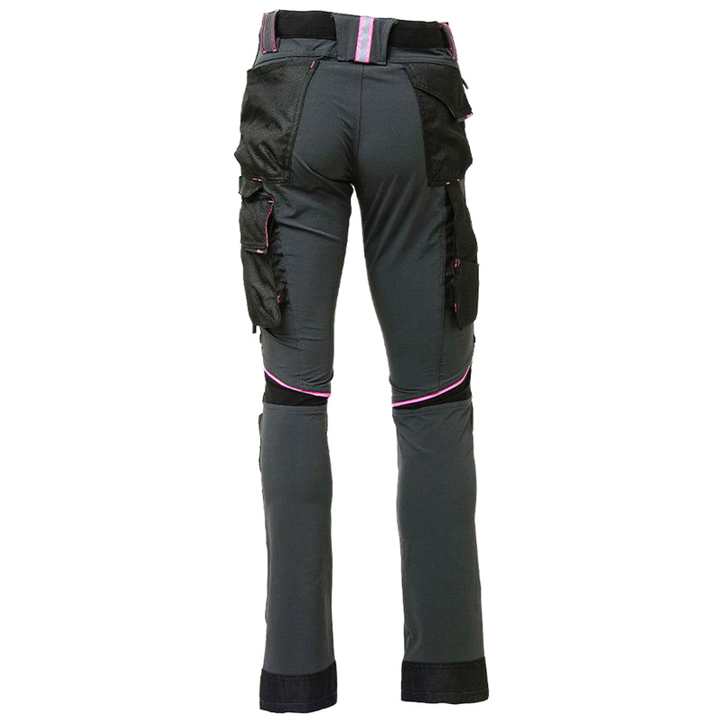 Damen-Arbeitshose | Nylon/Elasthan | 4-Wege-Stretch | Grey/Fuchsia | wasserabweisend | 260 g/m² | EN ISO 13688 | U-Power Atom Lady
