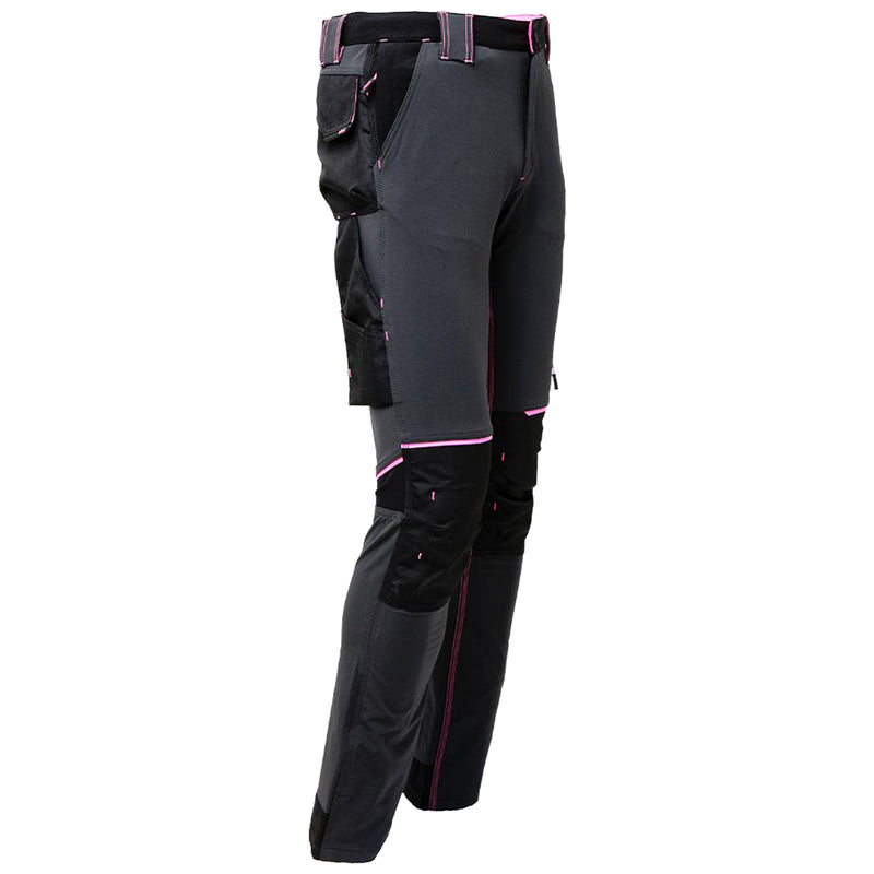 Damen-Arbeitshose | Nylon/Elasthan | 4-Wege-Stretch | Grey/Fuchsia | wasserabweisend | 260 g/m² | EN ISO 13688 | U-Power Atom Lady
