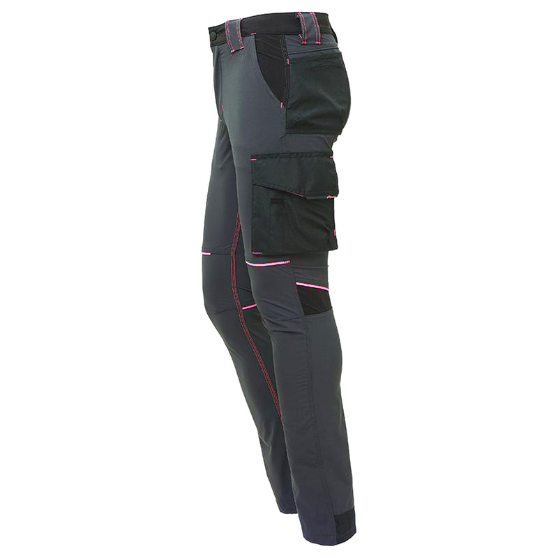 Damen-Arbeitshose | Nylon/Elasthan | 4-Wege-Stretch | Grey/Fuchsia | wasserabweisend | 140 g/m² | EN ISO 13688 | U-Power World Lady