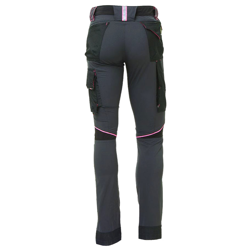 Damen-Arbeitshose | Nylon/Elasthan | 4-Wege-Stretch | Grey/Fuchsia | wasserabweisend | 140 g/m² | EN ISO 13688 | U-Power World Lady