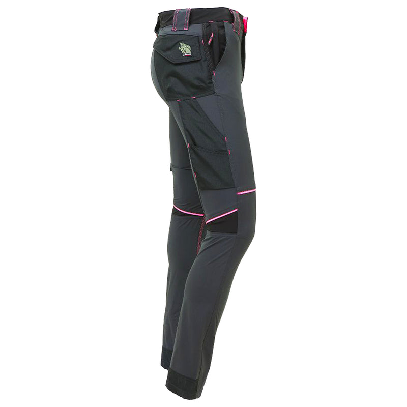 Damen-Arbeitshose | Nylon/Elasthan | 4-Wege-Stretch | Grey/Fuchsia | wasserabweisend | 140 g/m² | EN ISO 13688 | U-Power World Lady