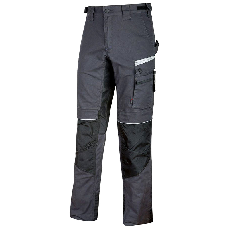 Arbeitshose | Polyester/Baumwolle | TC Stretch Canvas | Asphalt Grey | Kniepolstertaschen | 280 g/m² | EN ISO 13688 | U-Power Flash