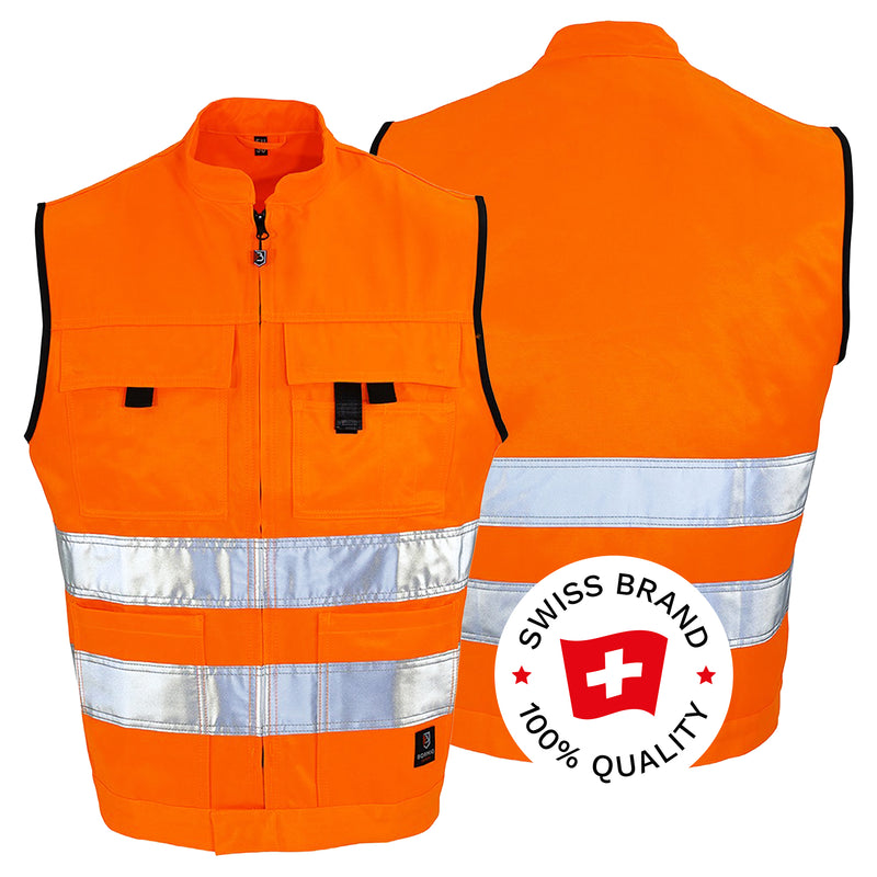 Warnschutz Weste | Klasse 2 | PE/Baumwolle | strapazierfähiges Beaver-Gewebe | 310 g/m² | Bormio Safety Comfort