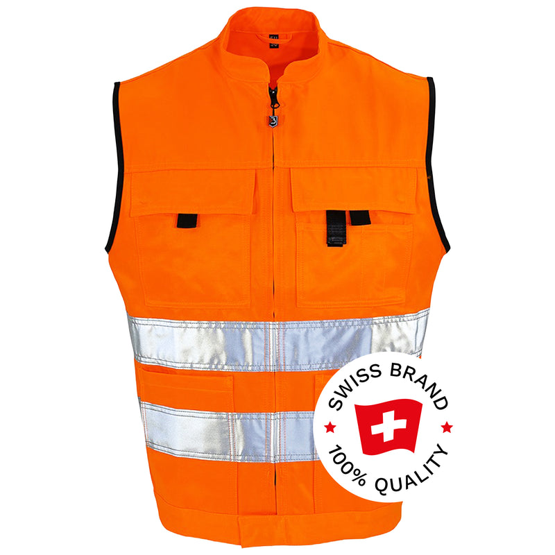 Warnschutz Weste | Klasse 2 | PE/Baumwolle | strapazierfähiges Beaver-Gewebe | 310 g/m² | Bormio Safety Comfort