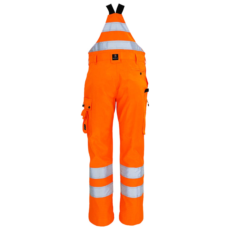 Warnschutz Latzhose | Klasse 2 | PE/Baumwolle | Beaver-Gewebe | ergonomischer & hochgezogener Nierenschutz | 310 g/m² | Bormio Safety Binario