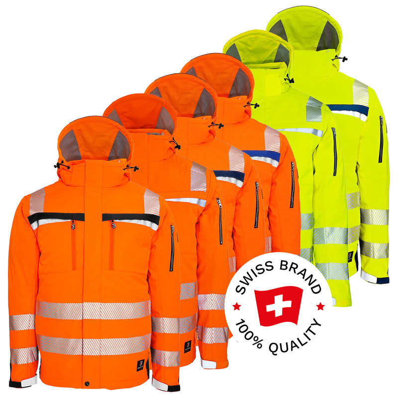 Warnschutz Winterjacke | Klasse 3 | PE | Softshell | abnehmbare Kapuze | winddicht & wasserabweisend | 310 g/m² | Bormio Safety Brisi
