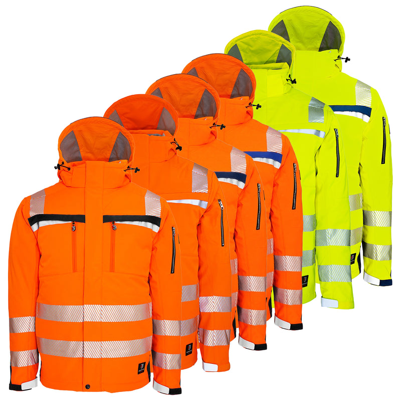 Warnschutz Winterjacke | Klasse 3 | PE | Softshell | abnehmbare Kapuze | winddicht & wasserabweisend | 310 g/m² | Bormio Safety Brisi