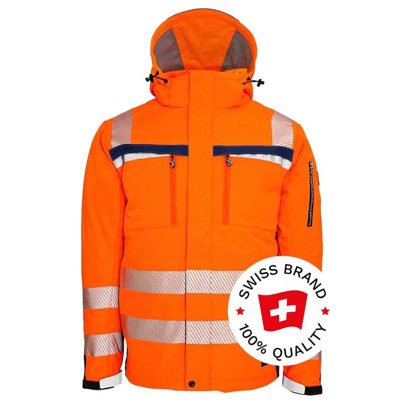 Warnschutz Winterjacke | Klasse 3 | PE | Softshell | abnehmbare Kapuze | winddicht & wasserabweisend | 310 g/m² | Bormio Safety Brisi