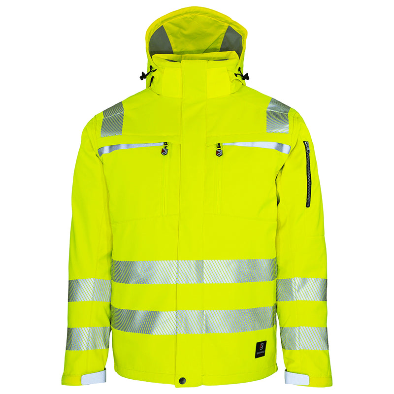 Warnschutz Winterjacke | Klasse 3 | PE | Softshell | abnehmbare Kapuze | winddicht & wasserabweisend | 310 g/m² | Bormio Safety Brisi